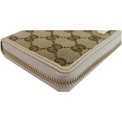 GUCCI Zip Around GG Canvas Long Wallet Beige 307980