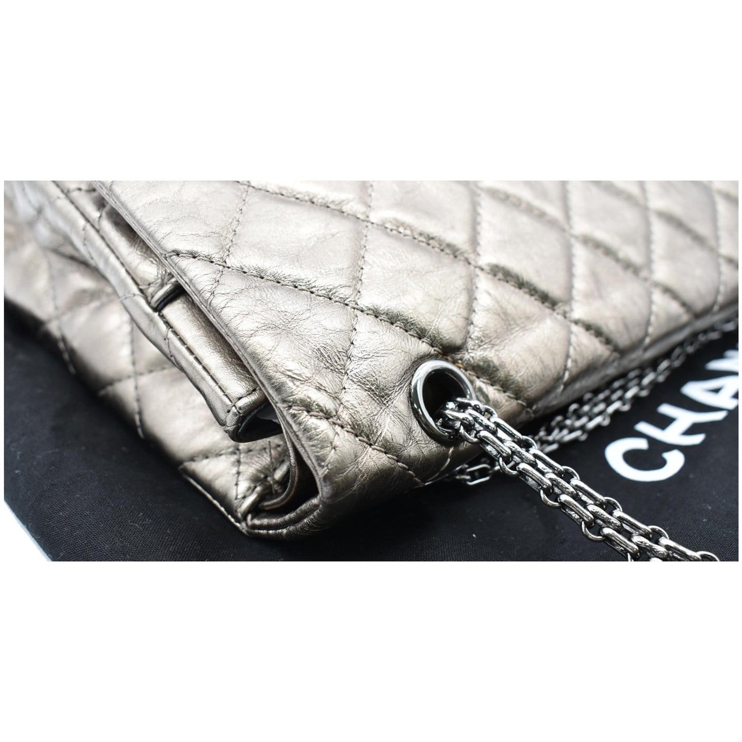 CHANEL 2.55 Reissue Aged Calfskin Leather Shoulder Bag Metallic Gold