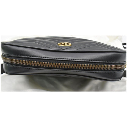 GUCCI GG Marmont Matelasse Leather Belt Bag Black 523380
