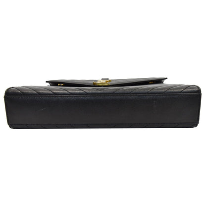 YVES SAINT LAURENT Large Envelope Grain De Poudre Chain Shoulder Bag Black