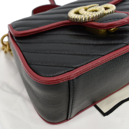 GUCCI GG Torchon Marmont Mini Top Handle Crossbody Bag 583571 Black/Cerise - Hot Deals