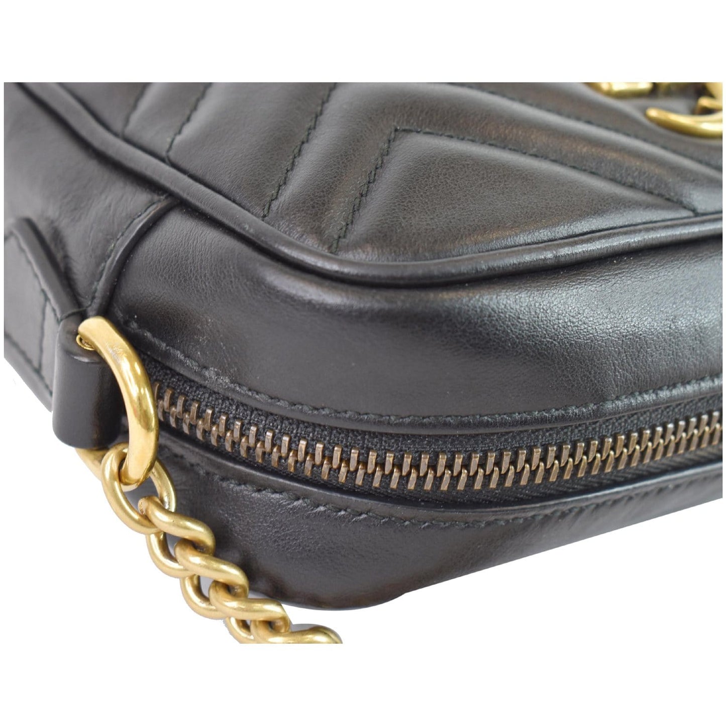 GUCCI GG Marmont Matelasse Mini Leather Crossbody Bag Black 448065