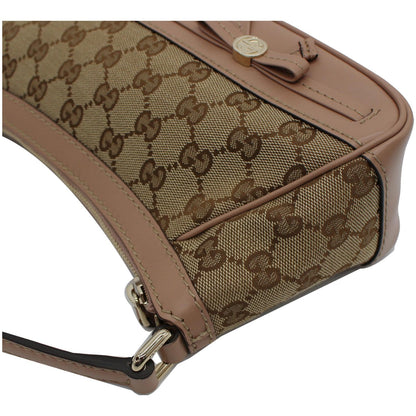 GUCCI Mayfair Small Bow GG Canvas Shoulder Bag Rose Beige 269893