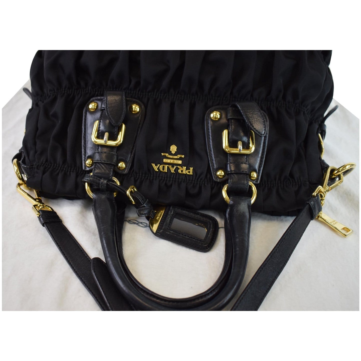 PRADA Gaufre Nappa Leather Tote Bag Black BN1336