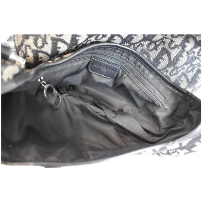 CHRISTIAN DIOR Saddle Oblique Jacquard Shoulder Bag Black