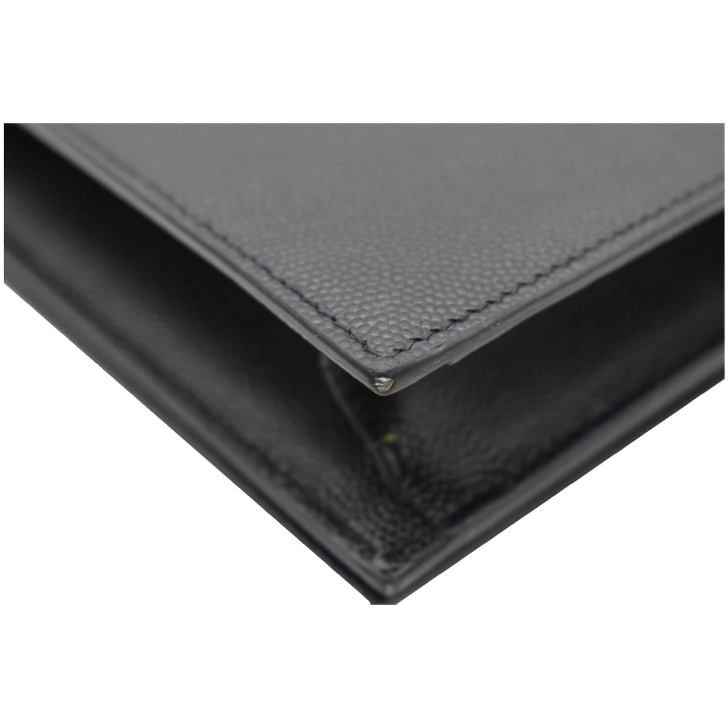 YVES SAINT LAURENT Kate Pebbled Leather Clutch Wallet Black