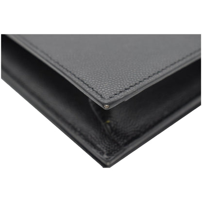 YVES SAINT LAURENT Kate Pebbled Leather Clutch Wallet Black