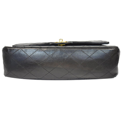 CHANEL CC Vintage Classic Medium Double Flap Calf Shoulder Bag Black