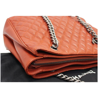 CHANEL Medium Rock In Rome Quilted Caviar Shoulder Tote Bag Red