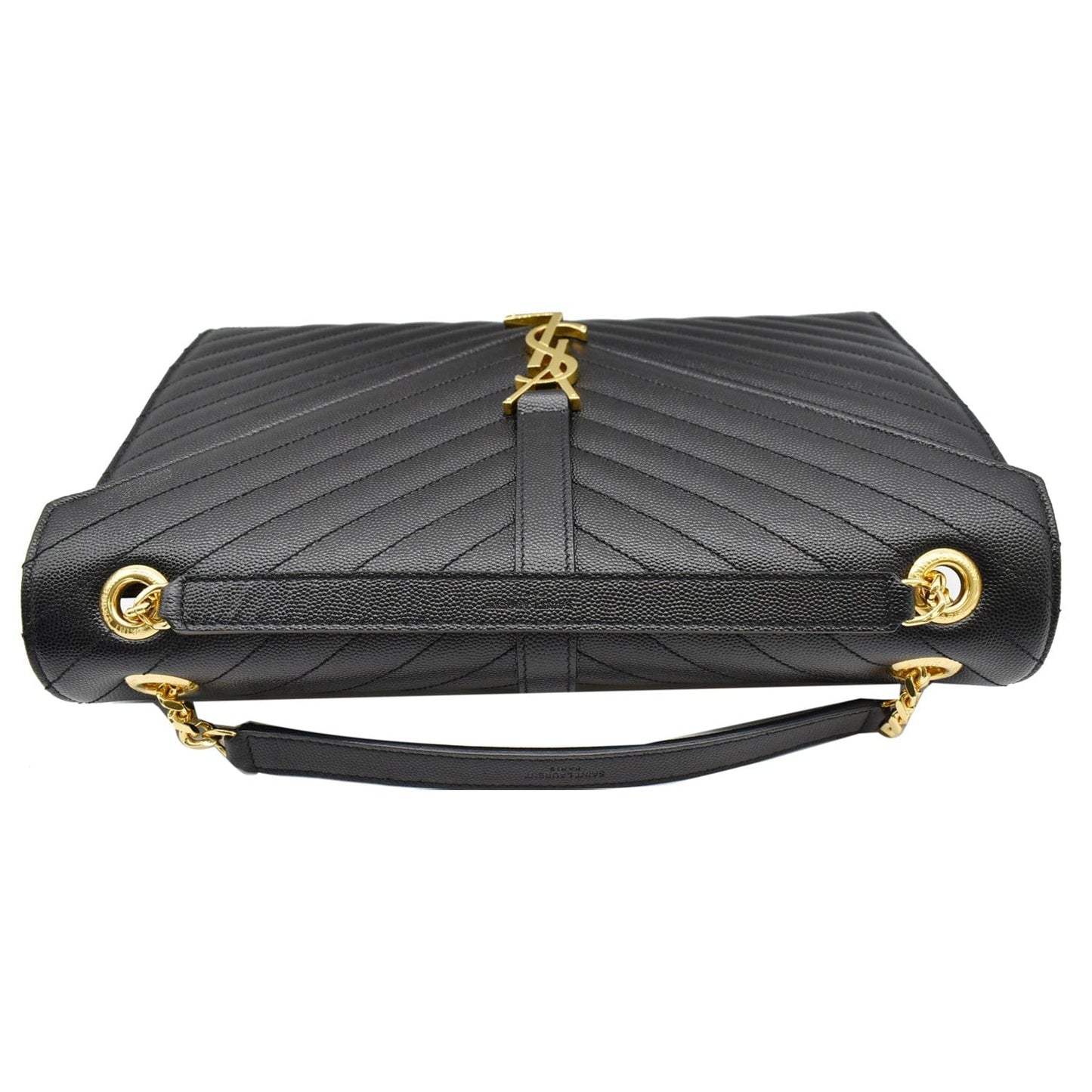 YVES SAINT LAURENT Large Envelope Mix Matelasse Grain De Poudre Chain Shoulder Bag Black