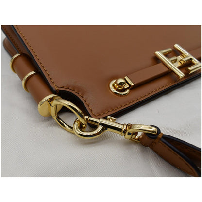 FENDI Touch Leather Shoulder Bag Brown