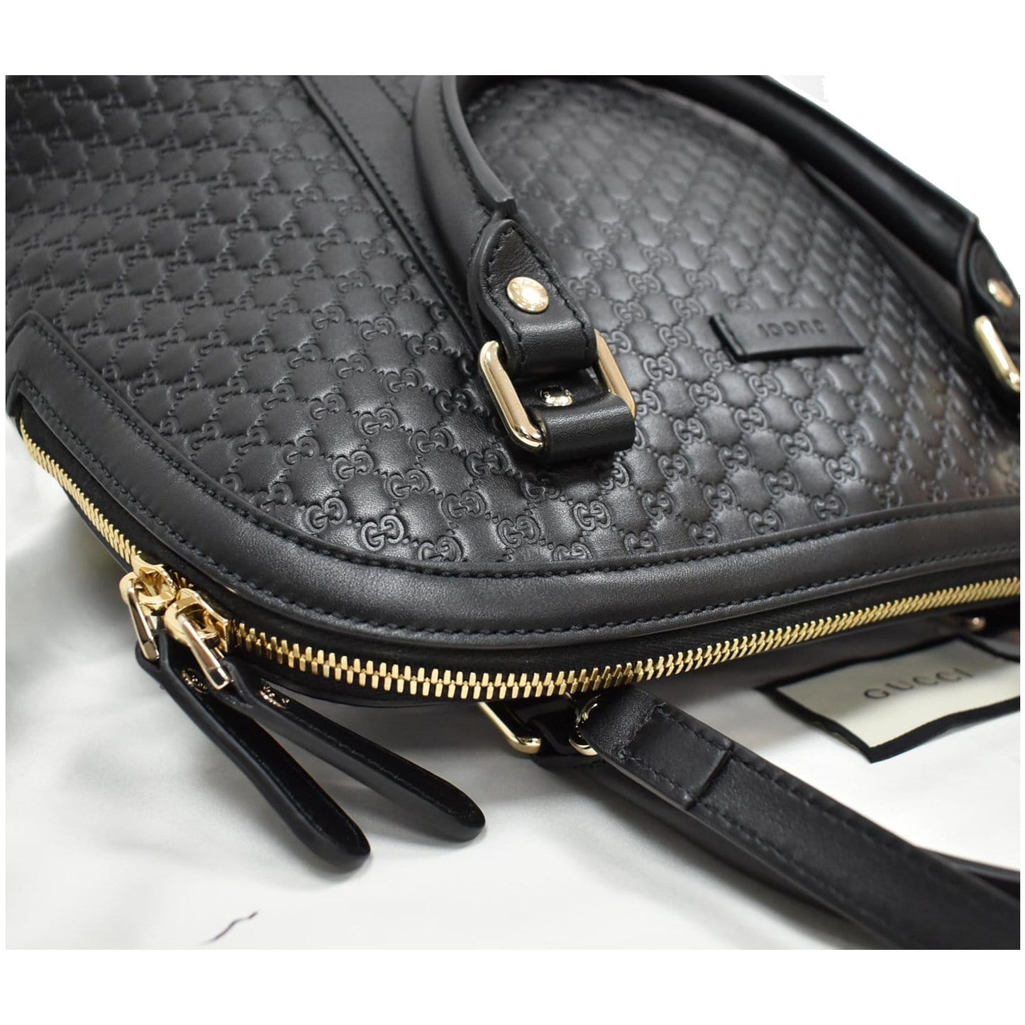 GUCCI Dome Medium Microguccissima Leather Shoulder Bag Black 449663