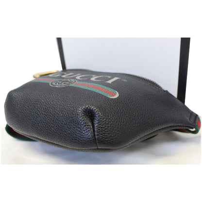 GUCCI Print Leather Black Belt Waist Bum Bag Small 527792