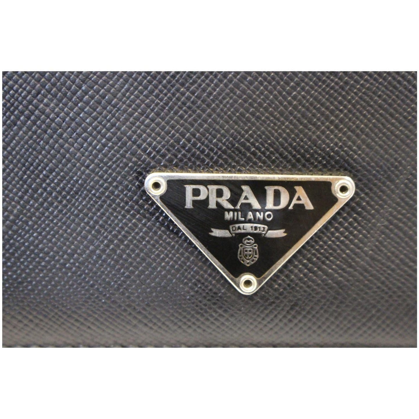PRADA Saffiano Triangle Continental Flap Wallet