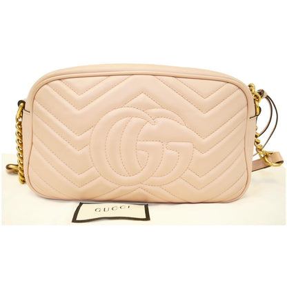 GUCCI GG Marmont Matelasse Small Leather Crossbody Bag Pink