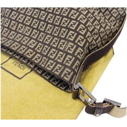 FENDI Zucchino Canvas Crossbody Bag Brown