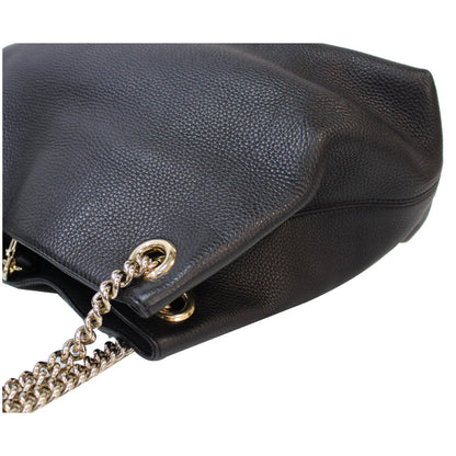GUCCI Soho Pebbled Leather Chain Shoulder Bag 308982 Black