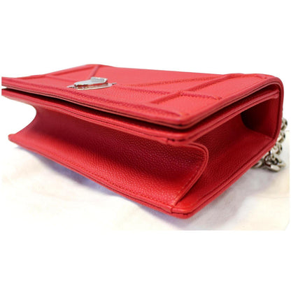 CHRISTIAN DIOR Diorama Flap Red Grained Leather Small Shoulder Bag