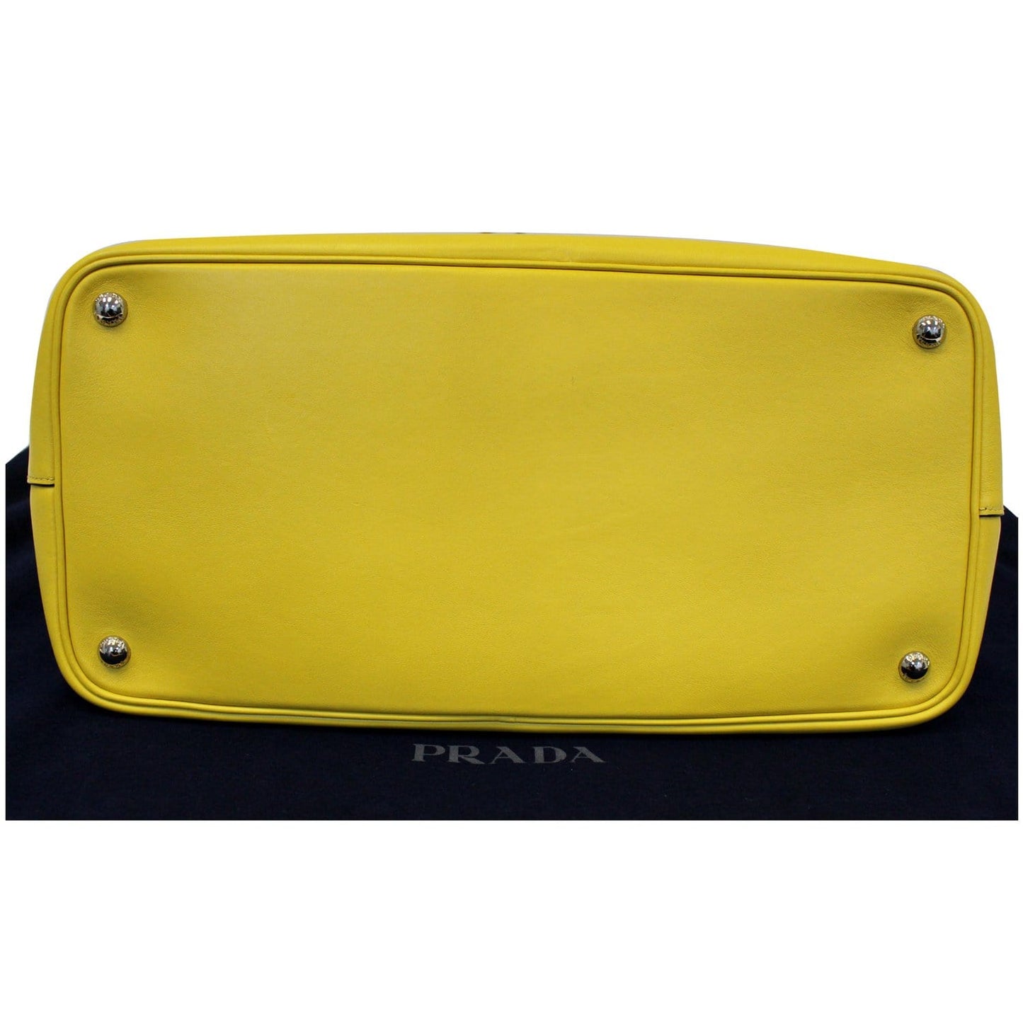 PRADA City Calf Buckle Tote Bag Yellow