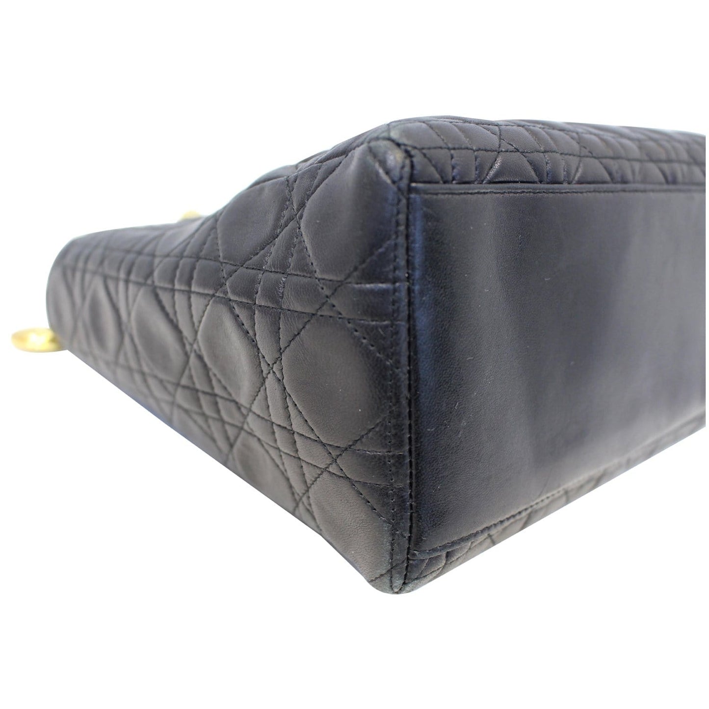 CHRISTIAN DIOR Mini Lady Dior Lambskin Cannage Satchel Bag Black