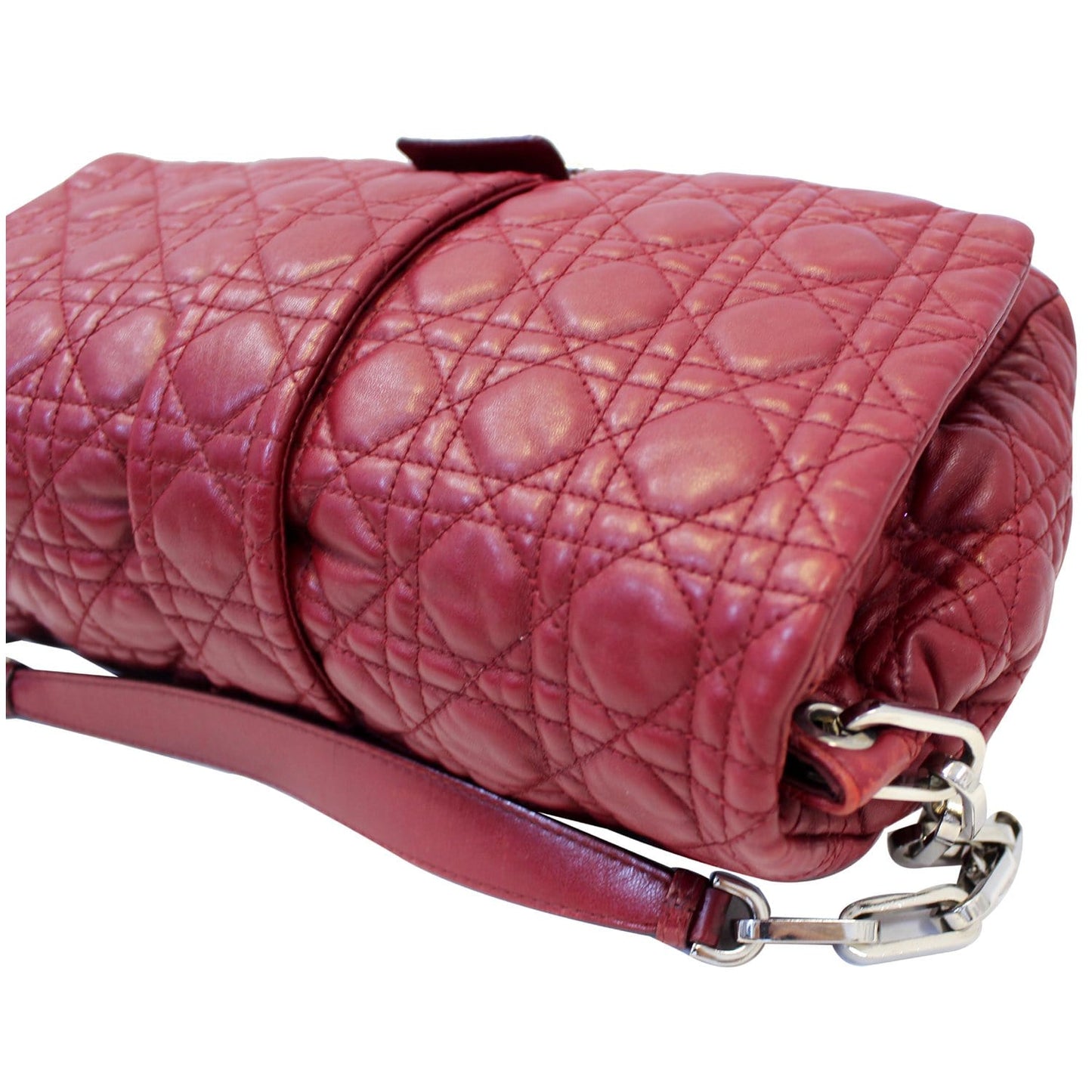 CHRISTIAN DIOR Medium Flap Cannage Leather Shoulder Bag Red
