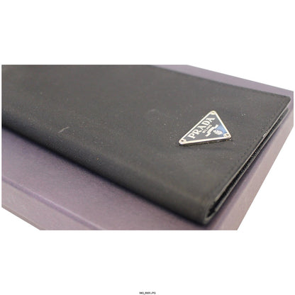 PRADA Black Nylon Checkbook Cover Wallet
