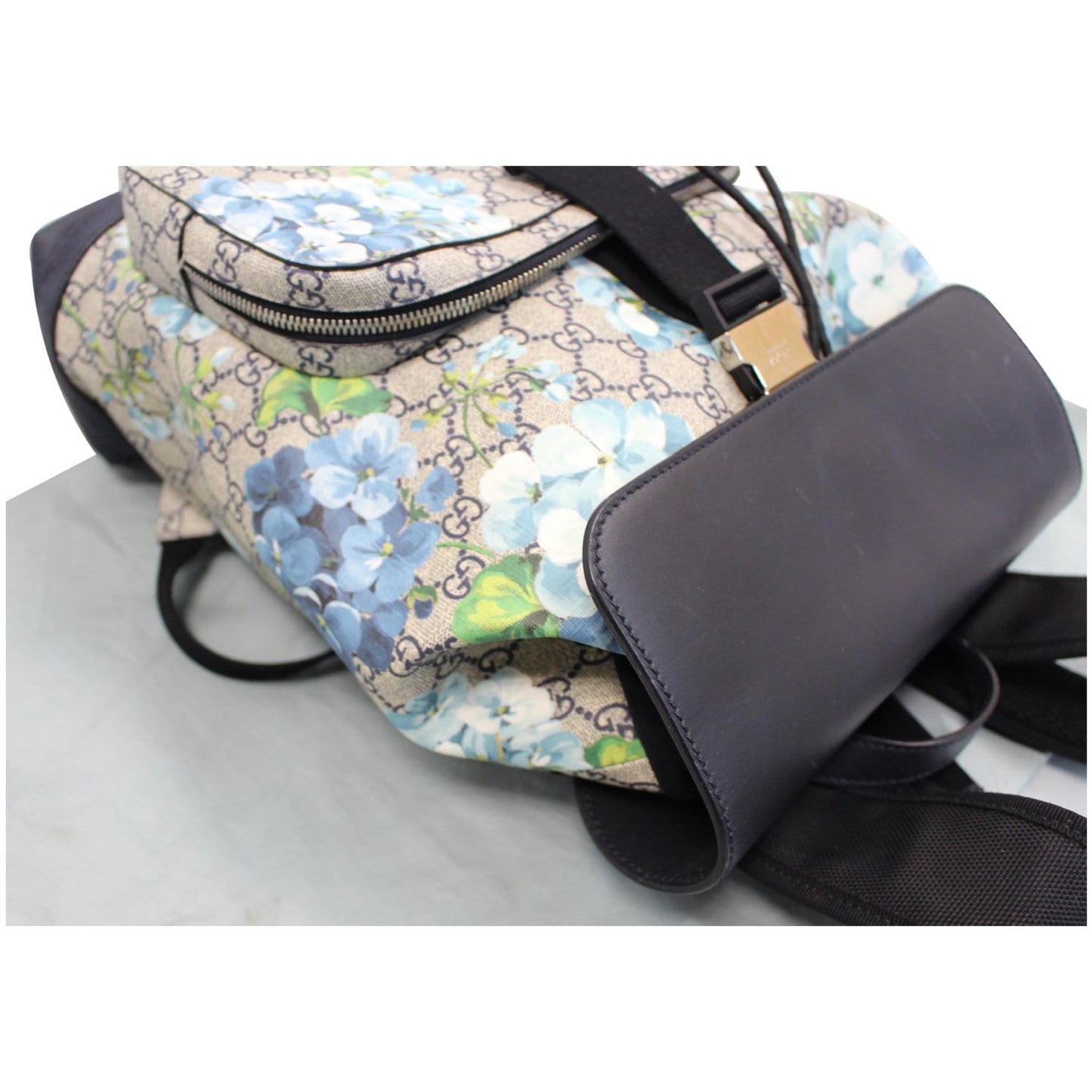 GUCCI Blooms Print GG Canvas Backpack Blue 406398