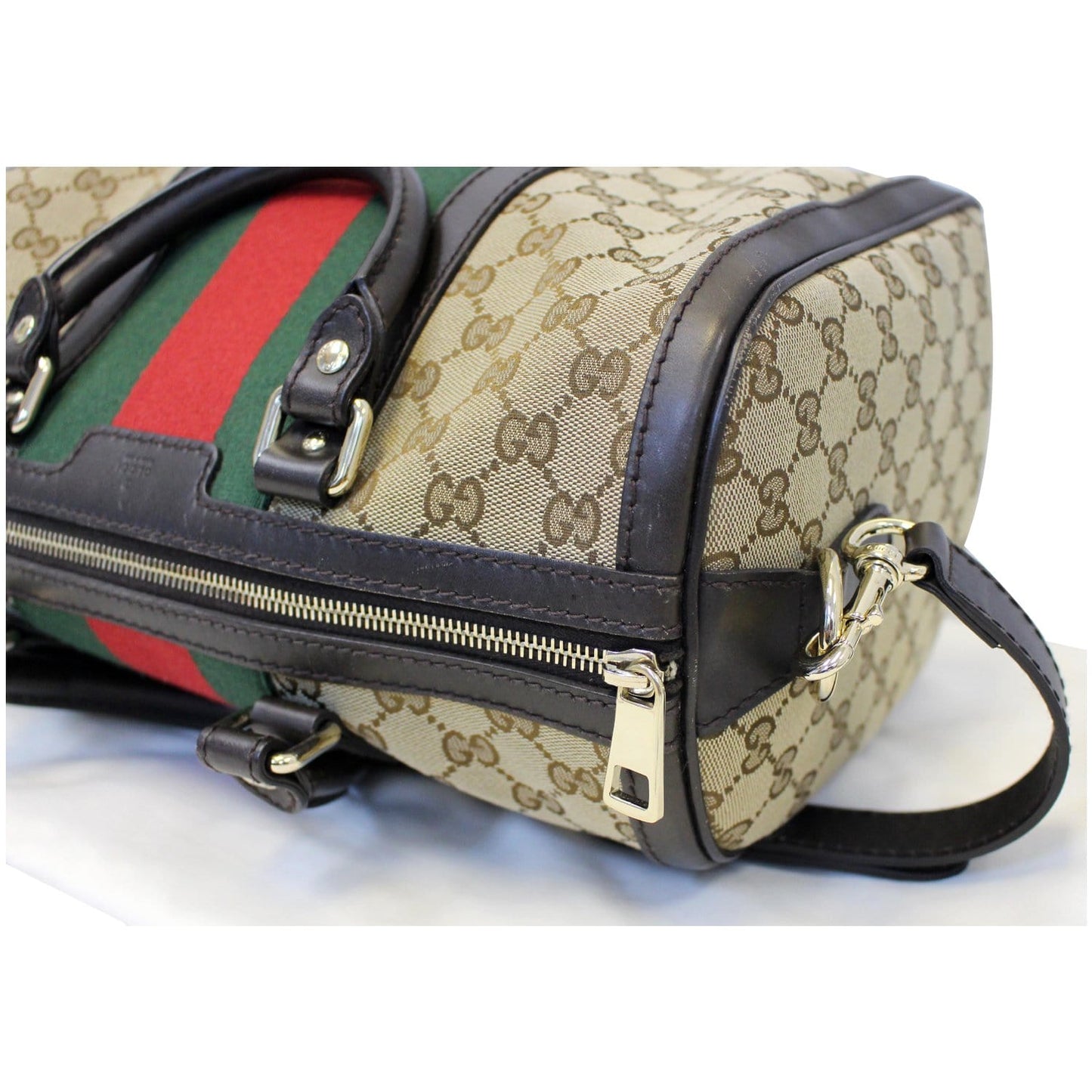 GUCCI Vintage Web Original GG Boston Bag Beige 247205