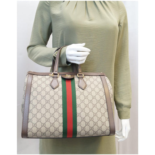 GUCCI Ophidia Medium GG Supreme Tote Shoulder Bag Beige 524537