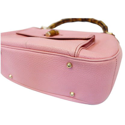 GUCCI Calfskin Bamboo Top Handle Bag Pink