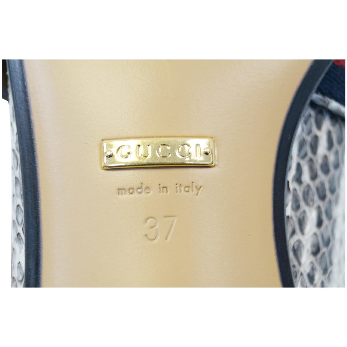 Gucci Mid-Heel GG Snakeskin Loafer Size US 7 Grey 423559 - Last Call