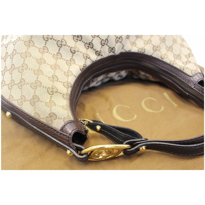 GUCCI Interlocking G Medium GG Canvas Hobo Bag Beige