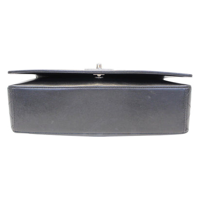 CHANEL Mademoiselle Vintage Flap Sheepskin Leather Shoulder Bag Black