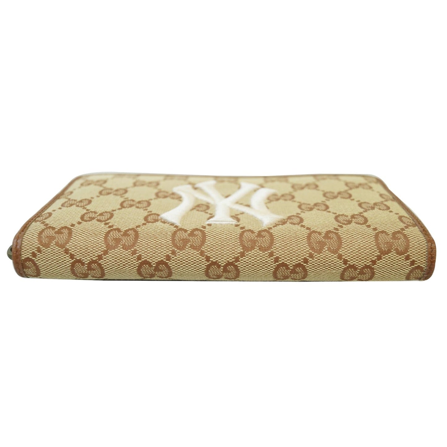 GUCCI Zip Around NY New York Yankees Patch Wallet Beige 547791 - Last Call