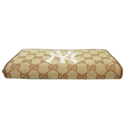 GUCCI Zip Around NY New York Yankees Patch Wallet Beige 547791 - Last Call