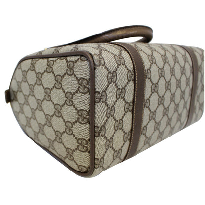 GUCCI Boston Doctor GG Canvas Satchel Handbag Taupe