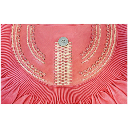CHRISTIAN DIOR Plisse Pleated Leather Hobo Bag Red