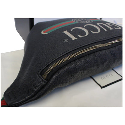 GUCCI Print Leather Black Belt Waist Bumbag Medium 530412