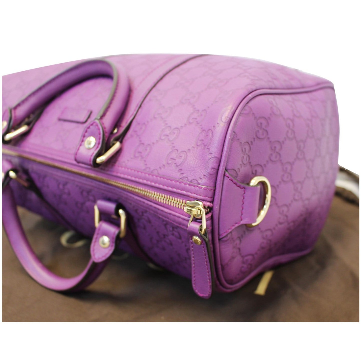 GUCCI Medium Joy Guccissima Leather Boston Bag Purple 265697