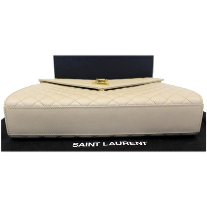 YVES SAINT LAURENT Envelope Large Matelasse Embossed Leather Shoulder Bag Nude