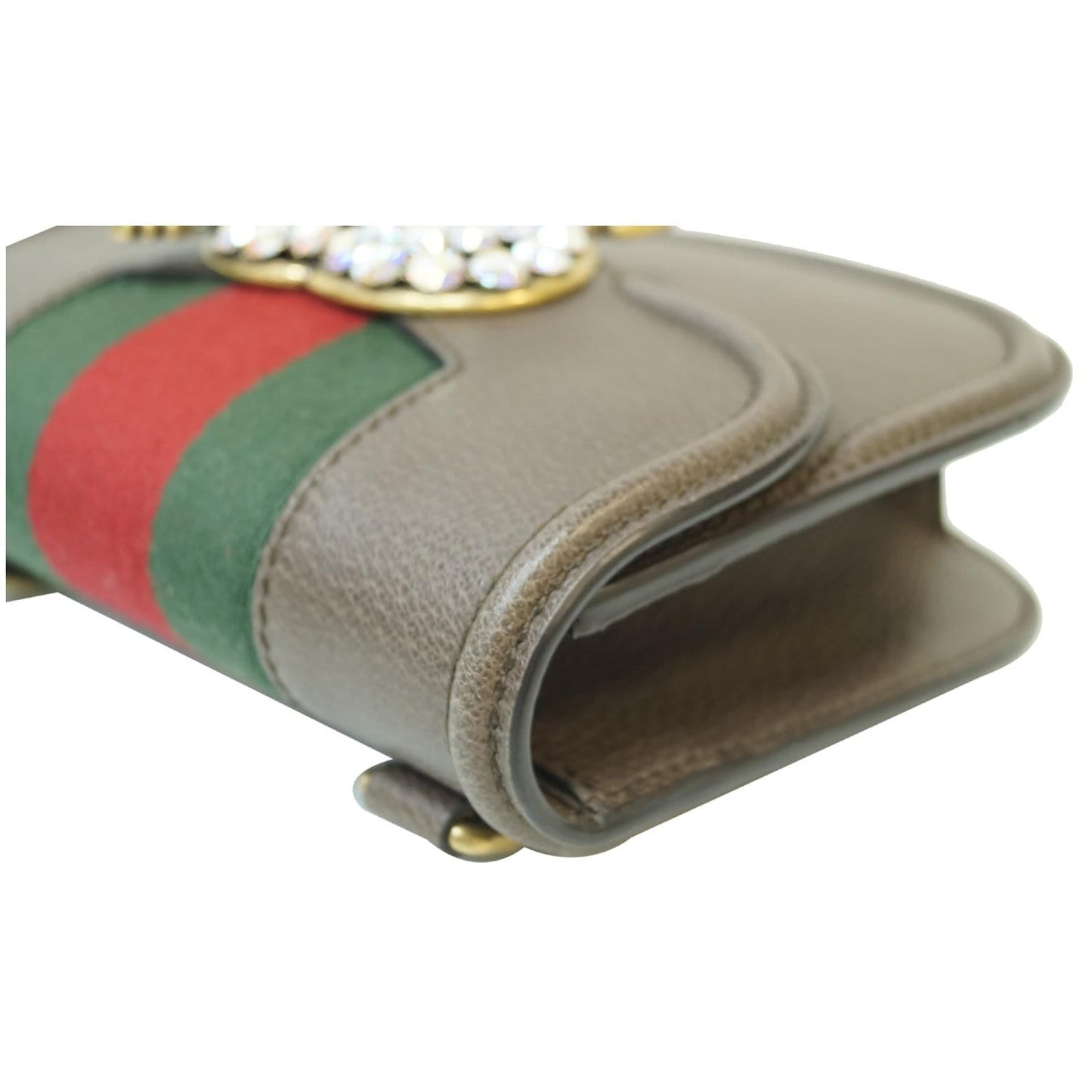 GUCCI Jeweled Heart Leather Totem Messenger Bag Brown 500756