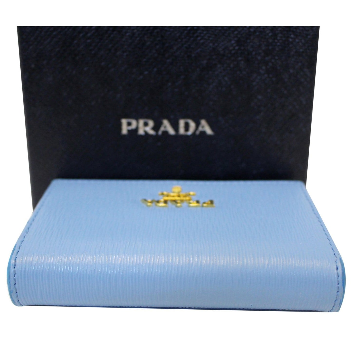 PRADA Saffiano Leather Blue Wallet