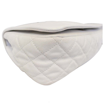 CHANEL Caviar Timeless CC Flap Shoulder Bag White