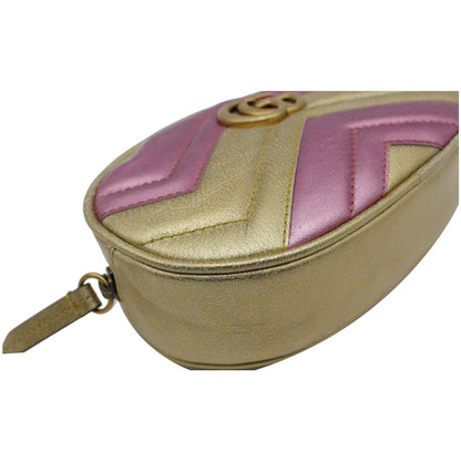GUCCI GG Marmont Matelasse Metallic Calfskin Leather Belt Bag Gold Pink 476434 - 10% OFF