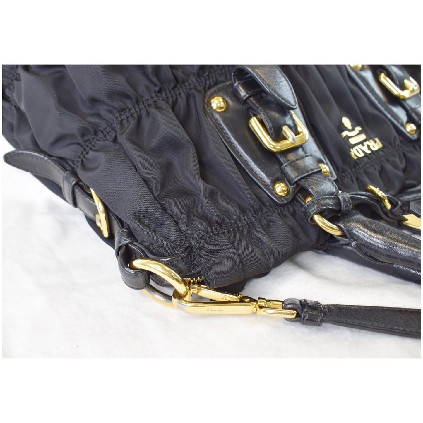 PRADA Gaufre Nappa Leather Tote Bag Black BN1336