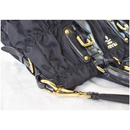 PRADA Gaufre Nappa Leather Tote Bag Black BN1336
