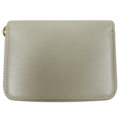 SAINT LAURENT Tiny Monogram Compact Leather Zip Around Wallet White