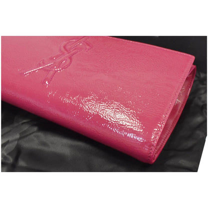 YVES SAINT LAURENT Large Belle de Jour Patent Leather Clutch Bag Pink