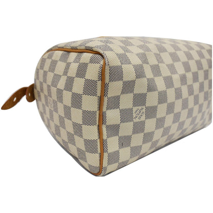 LOUIS VUITTON Speedy 25 Damier Azur Satchel Bag White