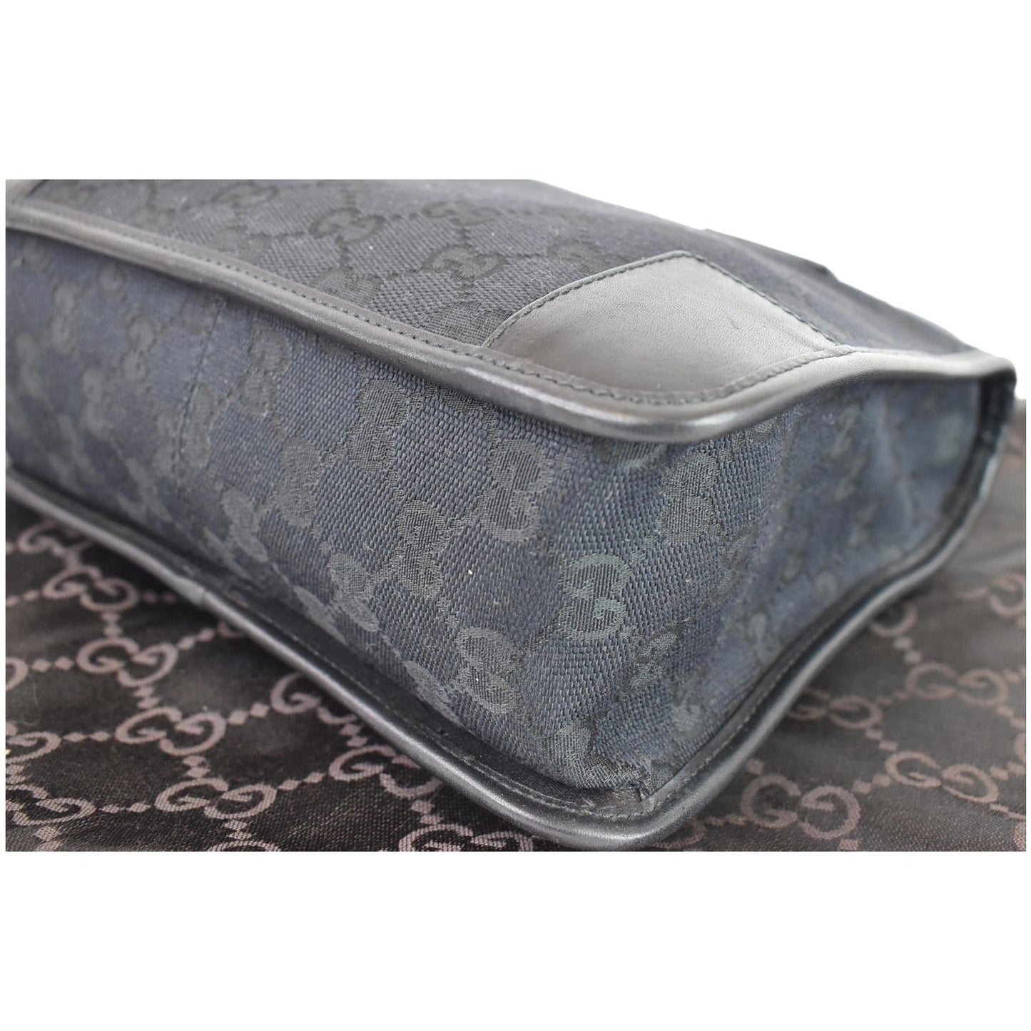 GUCCI Micro GG Top Handle Leather Tote Bag Black 000.0856